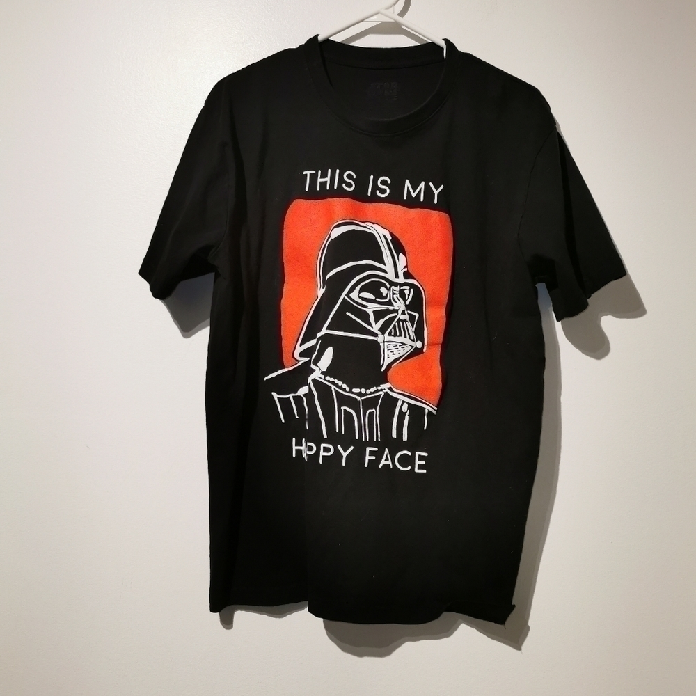 STAR Wars Darth Vader Black And Red This Is My Happy Face T Shirt Medium